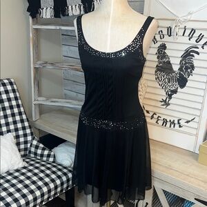 Chic Black Sleeveless semi sheer Mini Dress